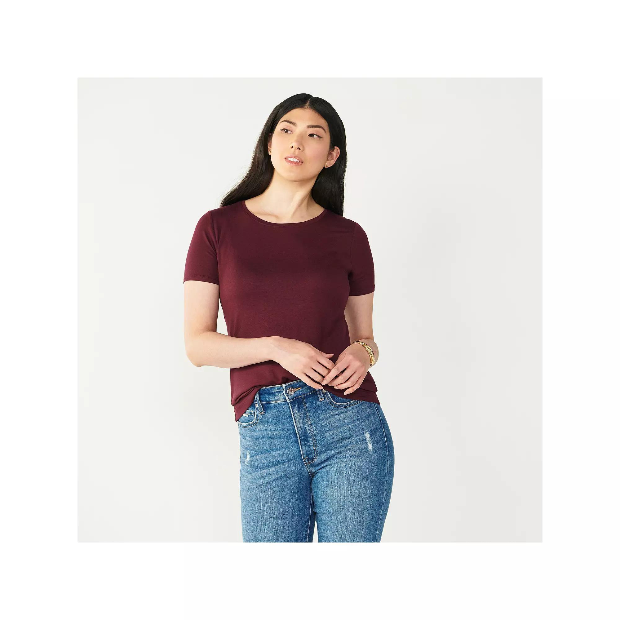 Women's Nine West Essential Crewneck Tee, Size: XXL, Maddie Purple Product Image