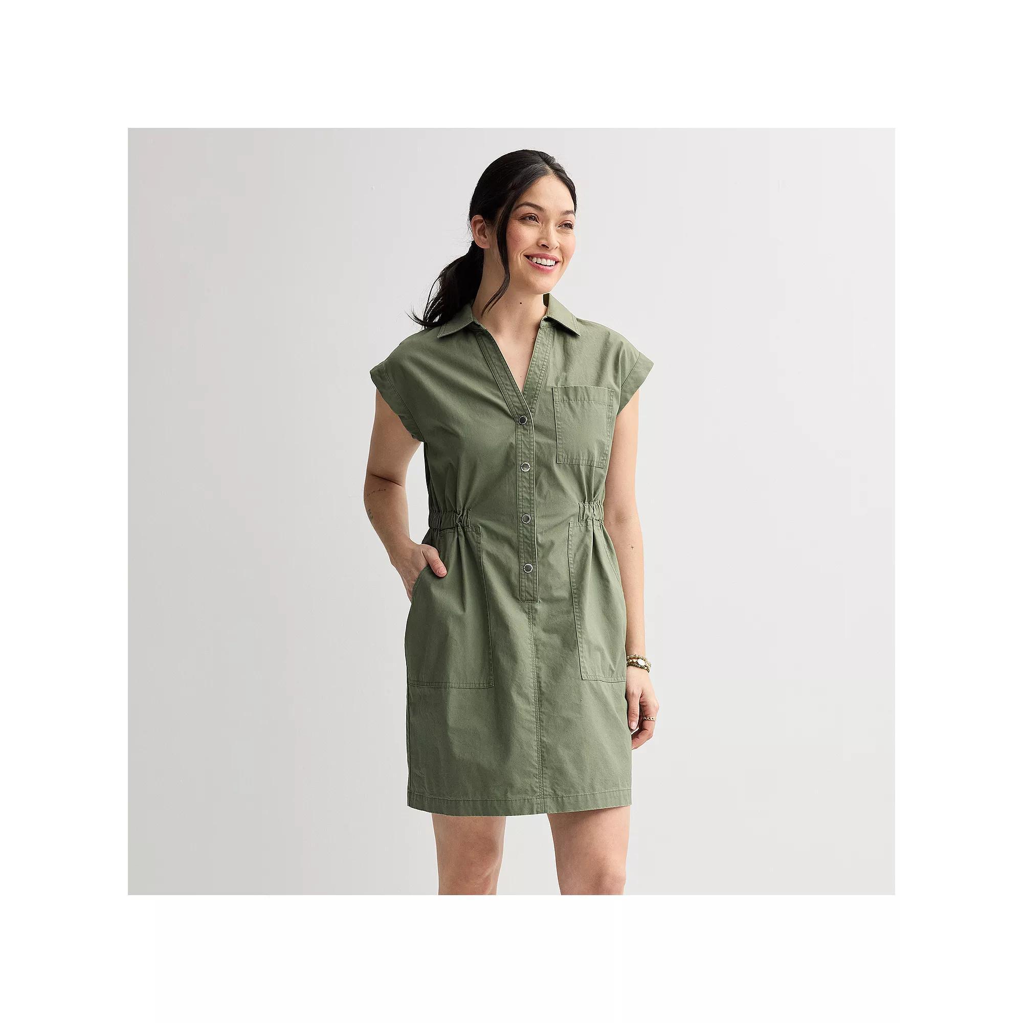 Womens Sonoma Goods For Life Short Sleeve Utility Dress Manolo Green Product Image