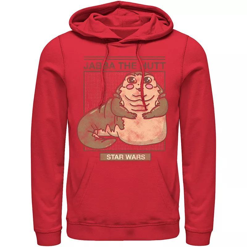 Men's Star Wars Jabba The Hutt Cartoon Cute Portrait Grid Hoodie, Size: XL, Red Product Image