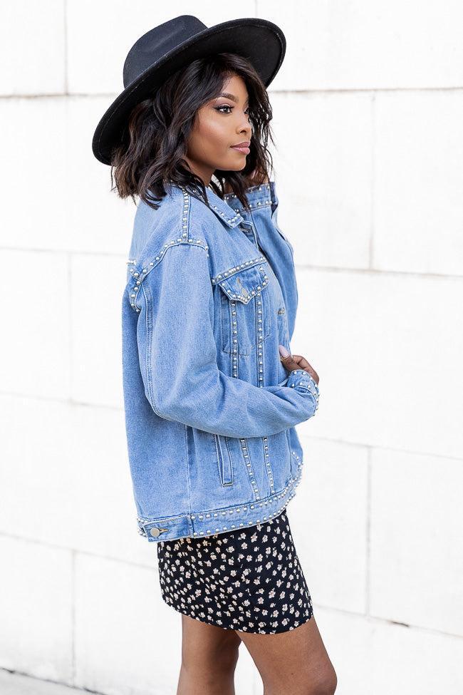 All I Think About Medium Wash Studded Jacket FINAL SALE Product Image