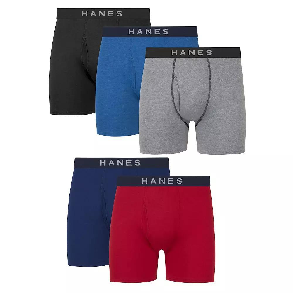 Hanes Ultimate 4+1 Bonus Pack Men's ComfortBlend Boxer Brief Underwear, Size: Large, Blue Red Product Image