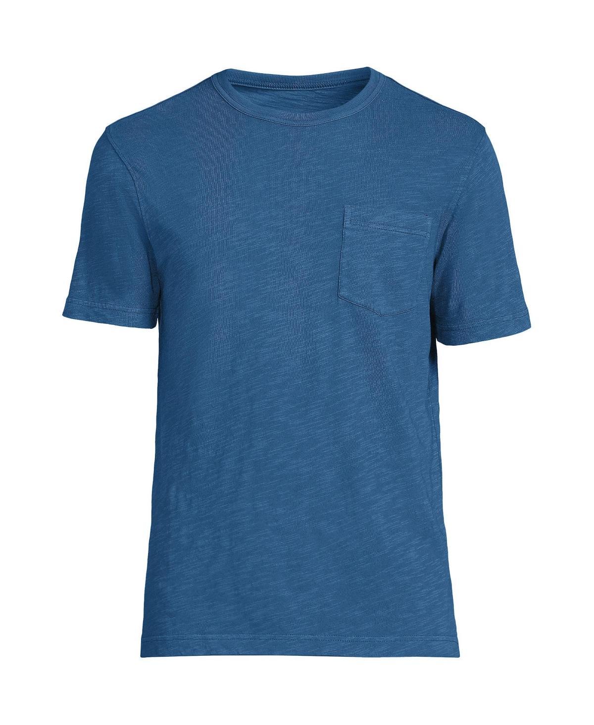 Mens Lands End Short Sleeve Pocket Tee Deep Blue Product Image