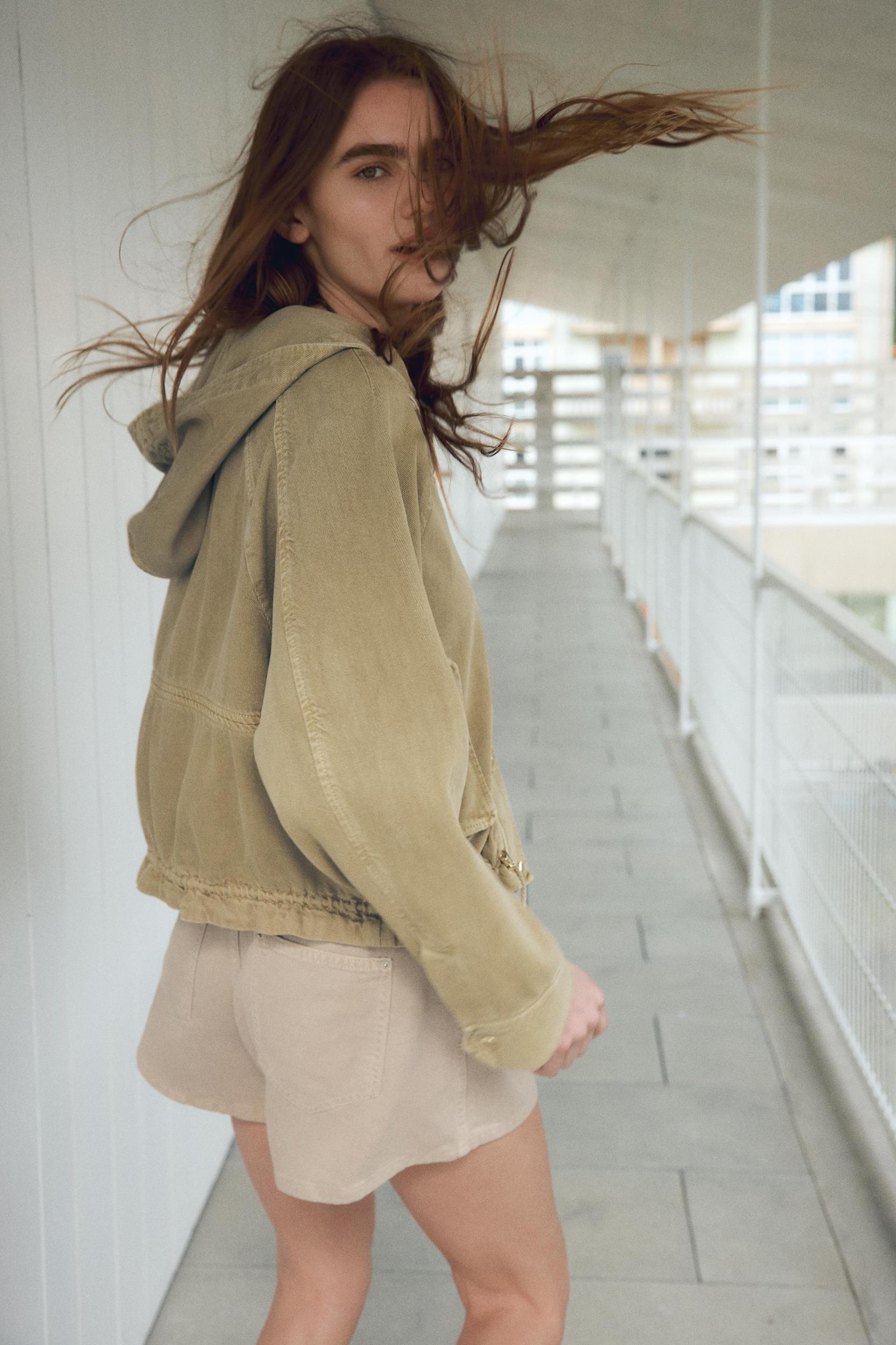 WASHED EFFECT HOODED JACKET Product Image