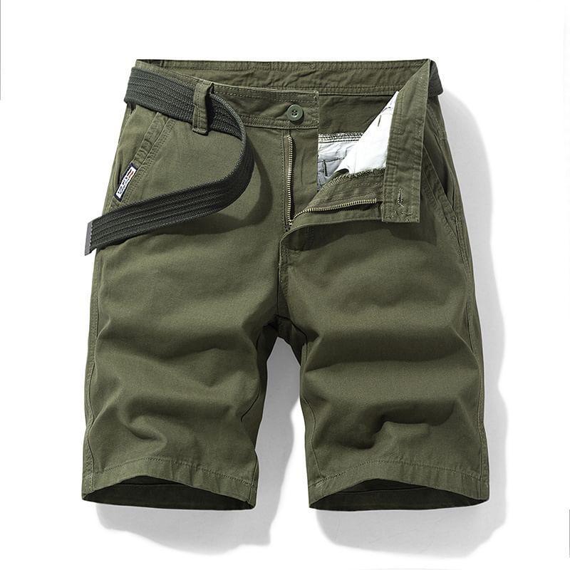 High Waist Plain Slim Fit Shorts Product Image