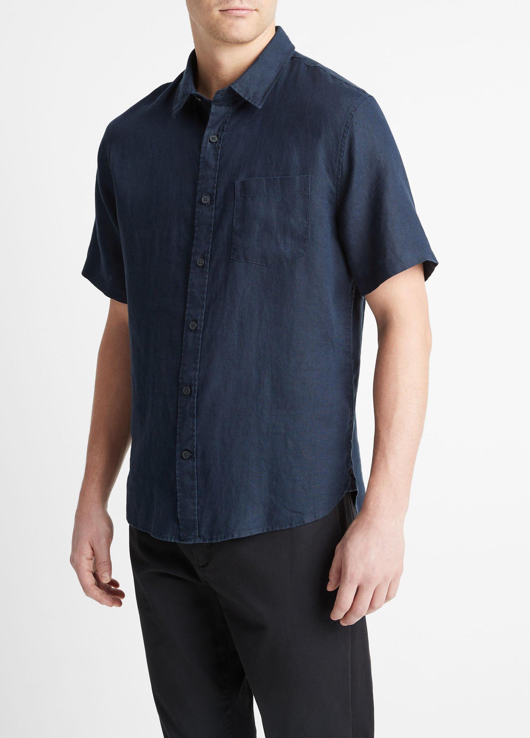 Mens Linen Short-Sleeve Shirt, Pumice Rock, Size XS Vince Product Image