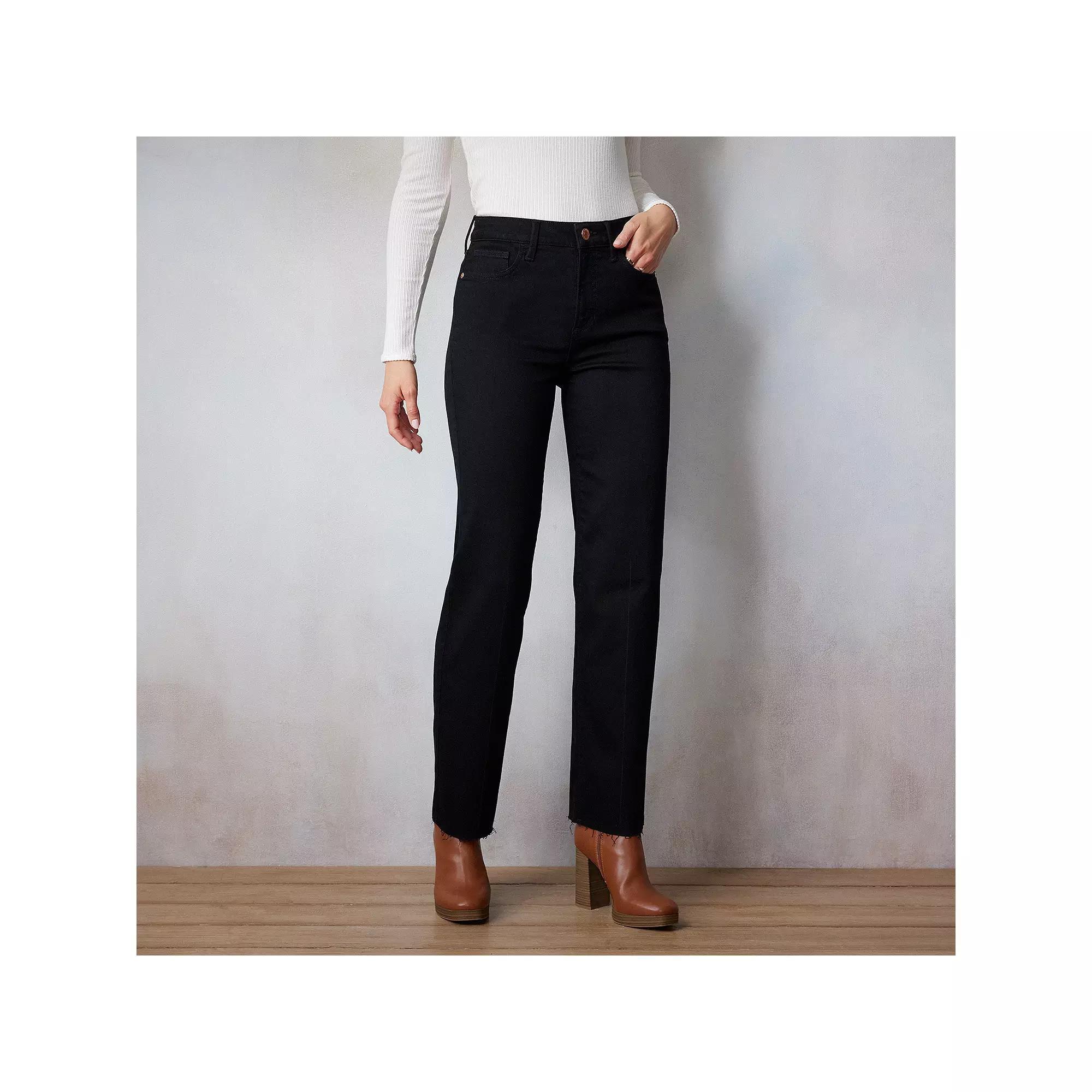 Women's LC Lauren Conrad Super High-Rise True Straight Jeans, Size: 4, Black Rinse Product Image