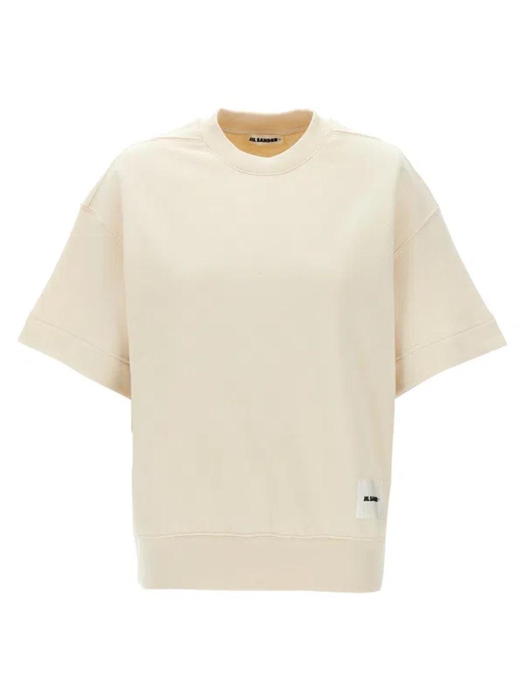 JIL SANDER Logo-patch Short-sleeved T-shirt In Beige Product Image