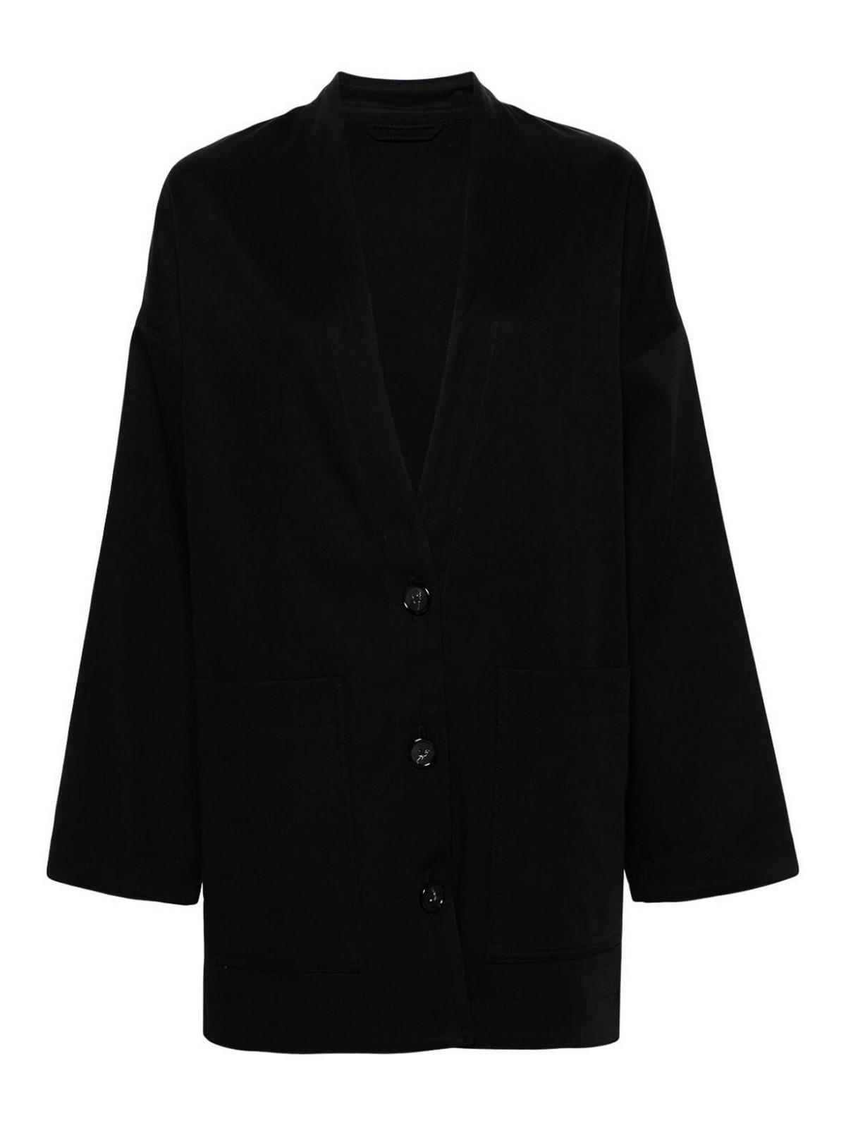 TOTÊME Oversized Cotton Cardigan In Black Product Image