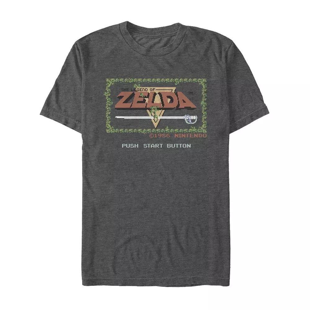 Men's Legend of Zelda Original Title Screen Retro Tee, Size: Small, Grey Heather Product Image