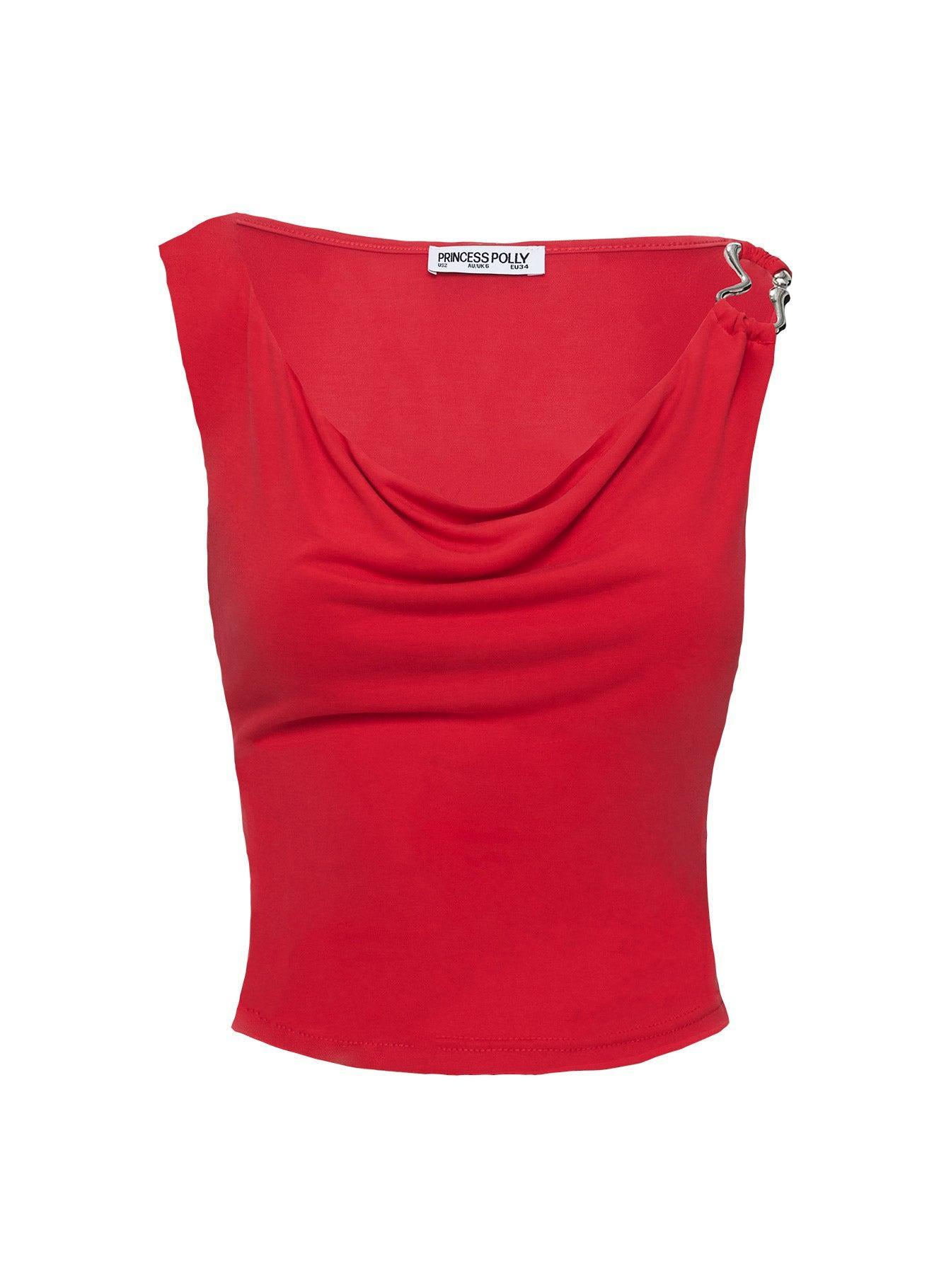 Quincey Cowl Neck Top Red Product Image