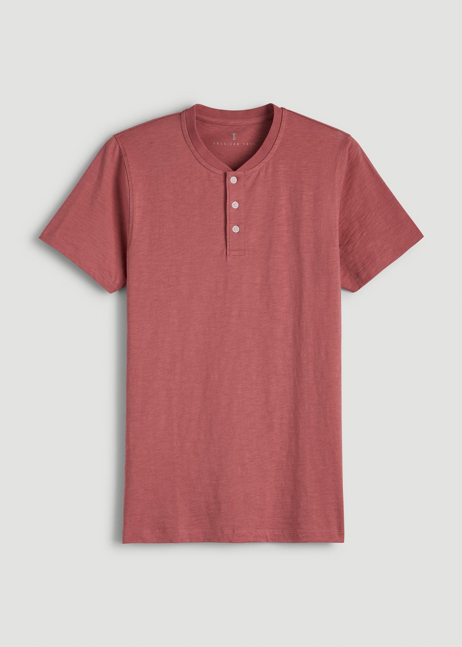 Sunwashed Short Sleeve Slub Henley for Tall Men in Dusty Cedar Product Image