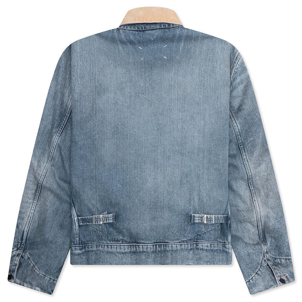 Denim Jacket with Corduroy Collar - Light Blue Male Product Image