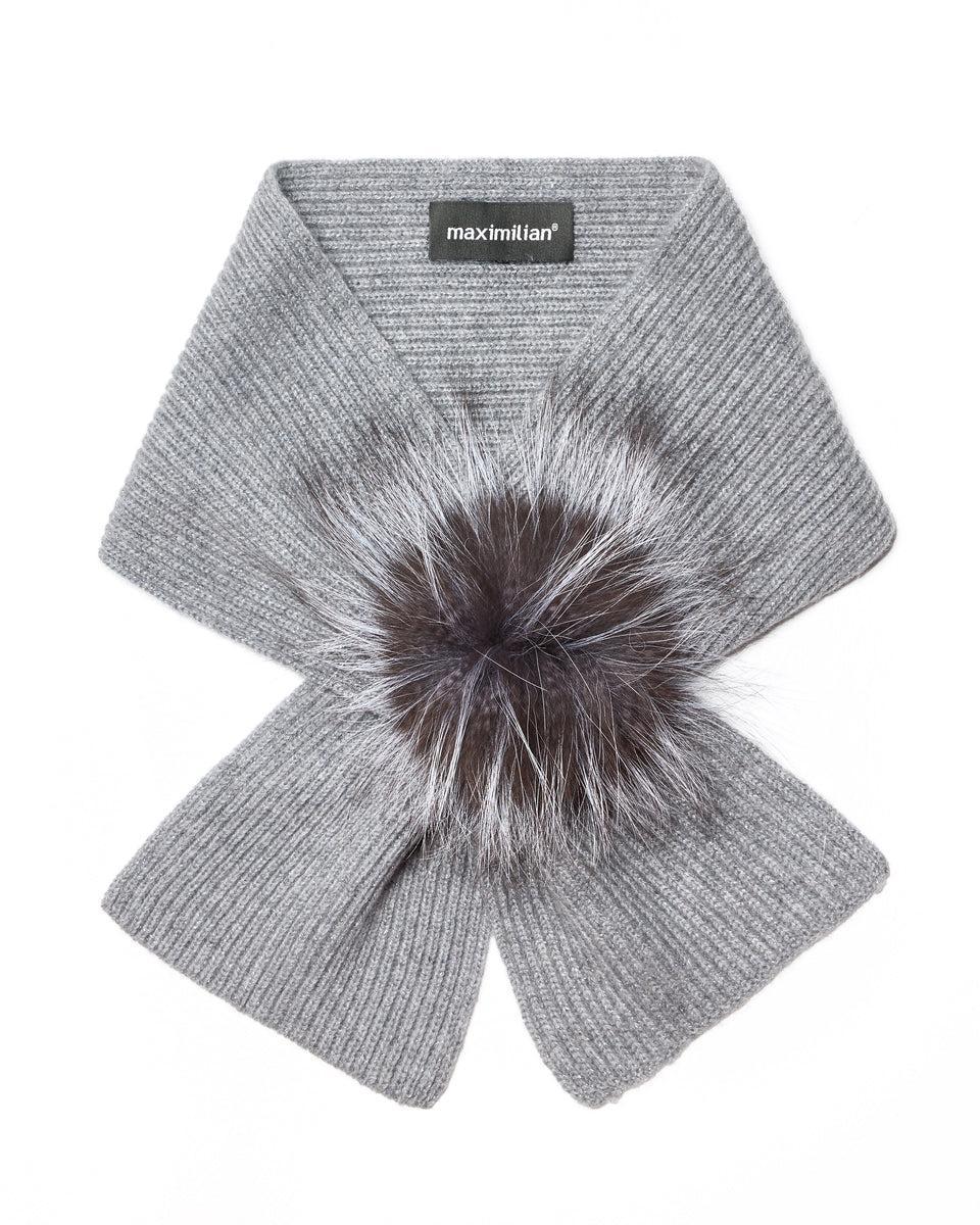 Knitted Wool Blend Scarf & Fox Trim Hat *Two Piece Set* Product Image