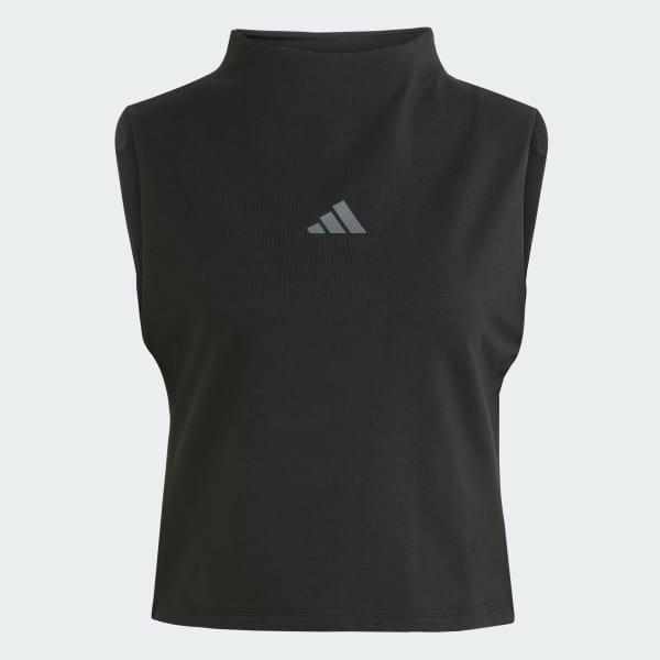 adidas Essentials Slim High-Neck Tank Top Black L Womens Product Image