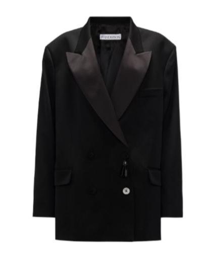 JW ANDERSON Double-breasted Contrasting-collar Blazer In Black Product Image