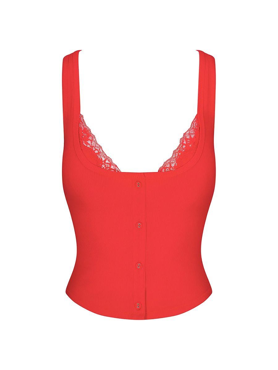 Womens Soft Lounge Lace Tank With Bralette Product Image