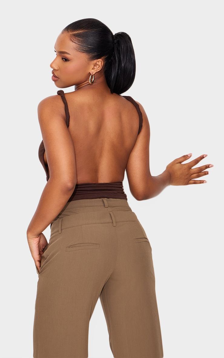Chestnut Contour Jersey Twist Shoulder Backless Long Top Product Image