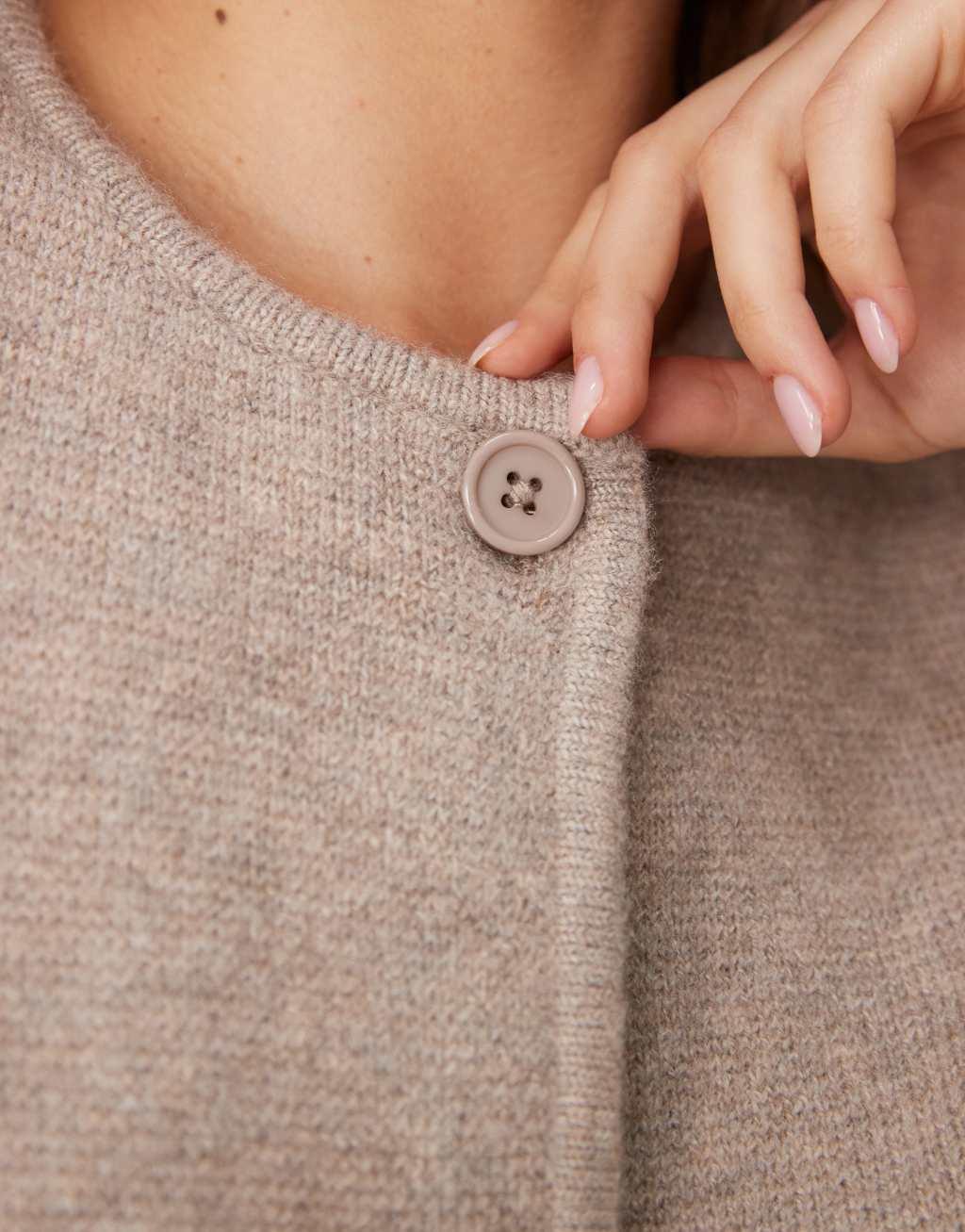 ASOS DESIGN knit structured crew neck cardigan in mocha Product Image
