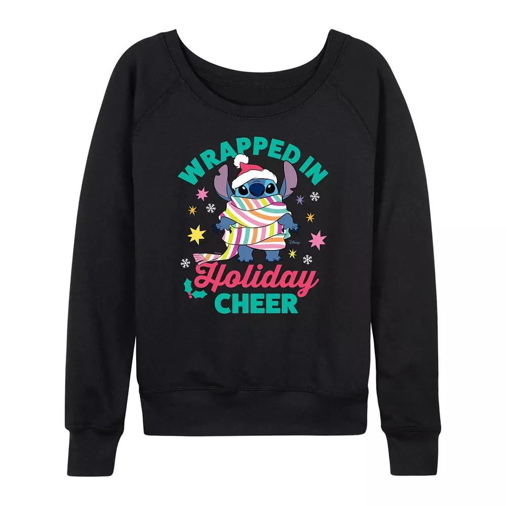 Disney's Lilo & Stitch Women's Holiday Cheer French Terry Long Sleeve Tee, Size: Medium, Black Product Image