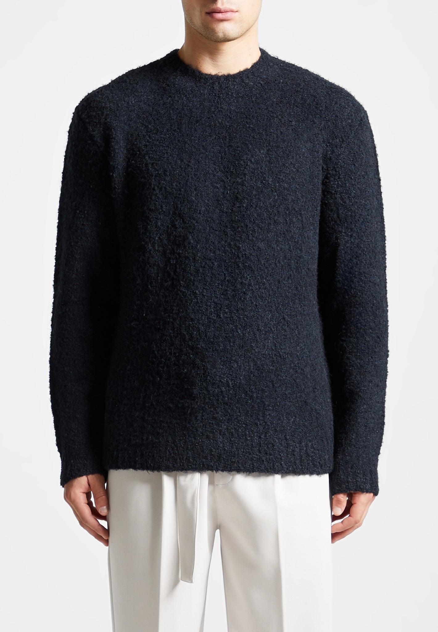 Boucle Knit Jumper - Navy Male Product Image