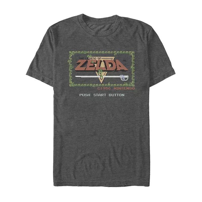 Men's Legend of Zelda Original Title Screen Retro Tee, Size: Small, Grey Heather Product Image