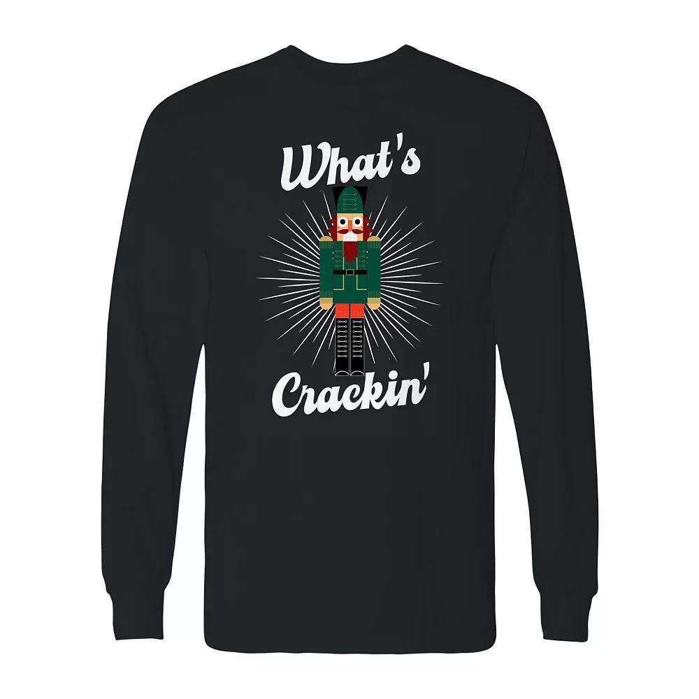 Men's Christmas What Cracker Long Sleeve Graphic Tee, Size: XXL, Black Product Image