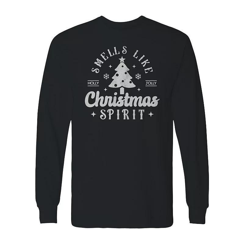 Men's Smells Like Christmas Spirit Long Sleeve Graphic Tee, Size: Large, Red Product Image