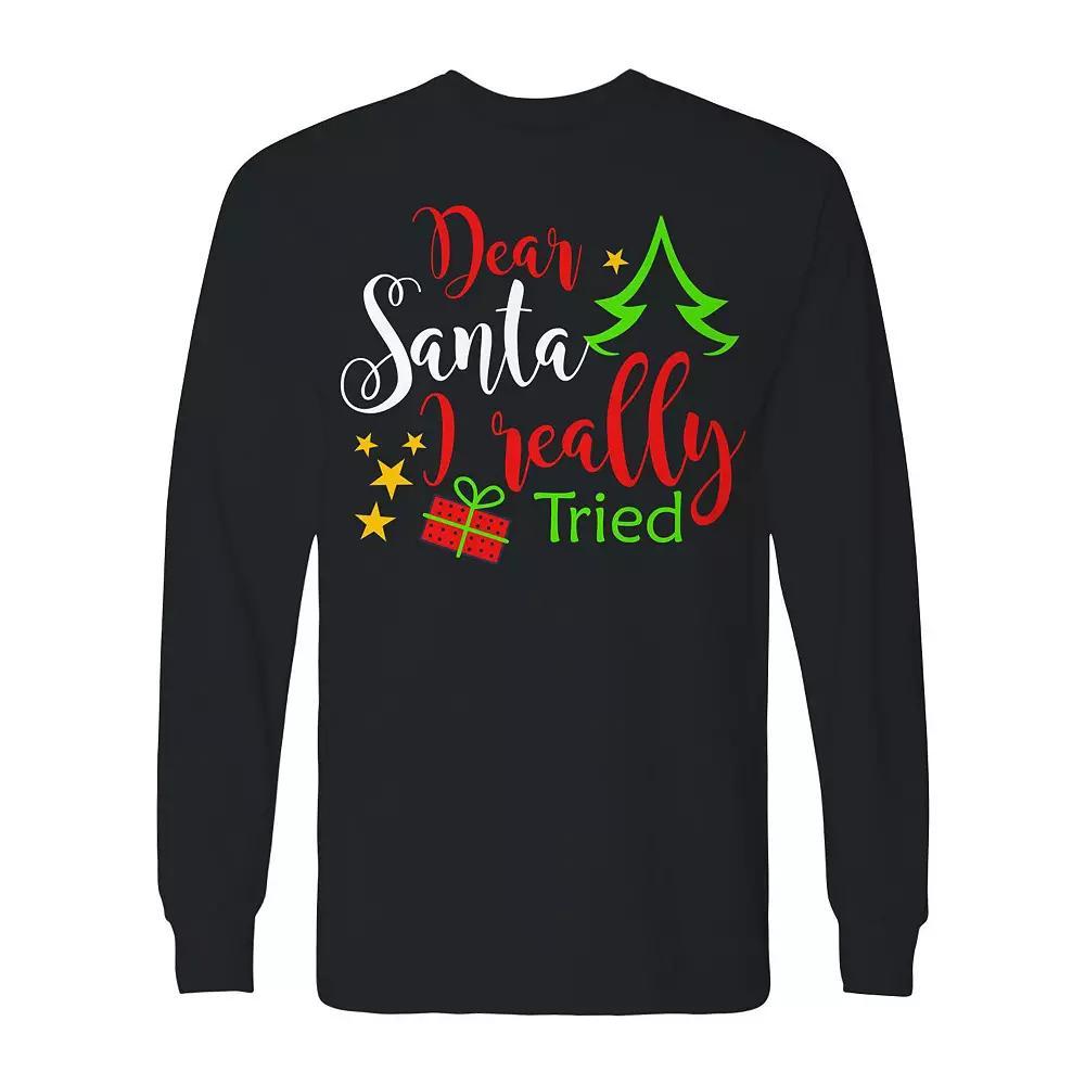 Men's Smells Like Christmas Spirit Long Sleeve Graphic Tee, Size: Large, Red Product Image
