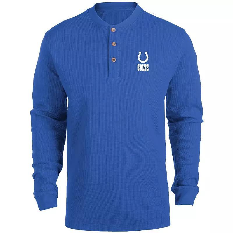 Men's Dunbrooke Royal Indianapolis Colts Logo Maverick Thermal Henley Long Sleeve T-Shirt, Size: 3XL, Blue Product Image