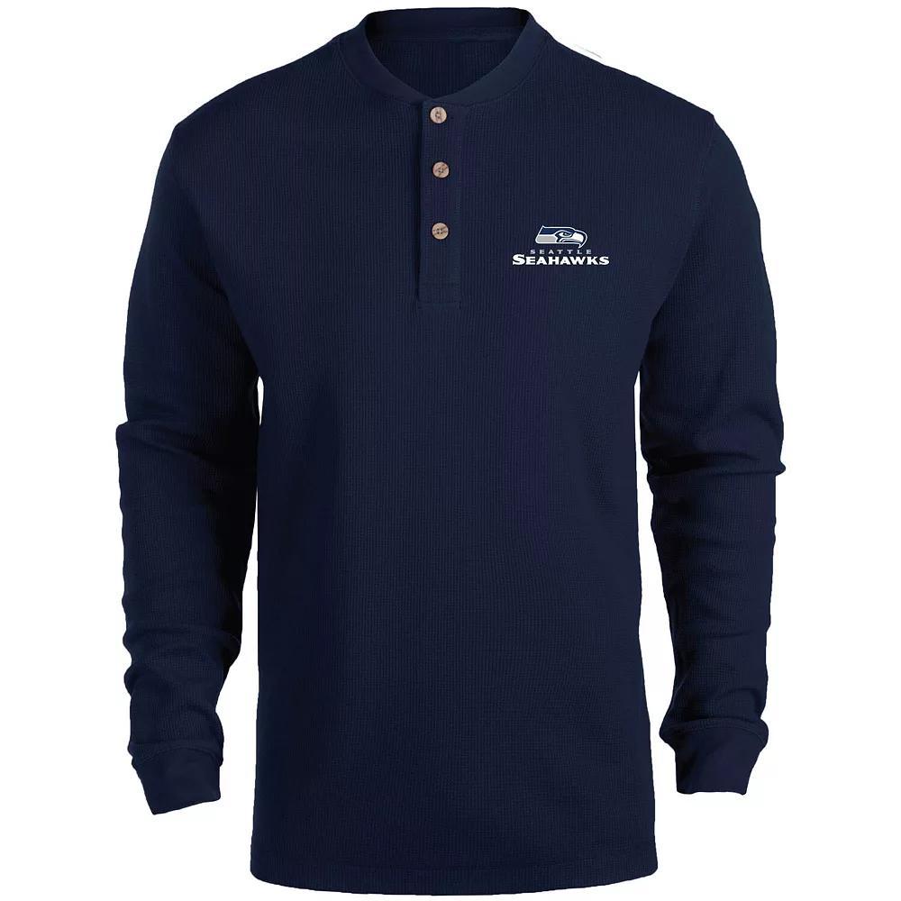 Mens Dunbrooke Seattle Seahawks Logo Maverick Thermal Henley Long Sleeve T-Shirt Blue Product Image