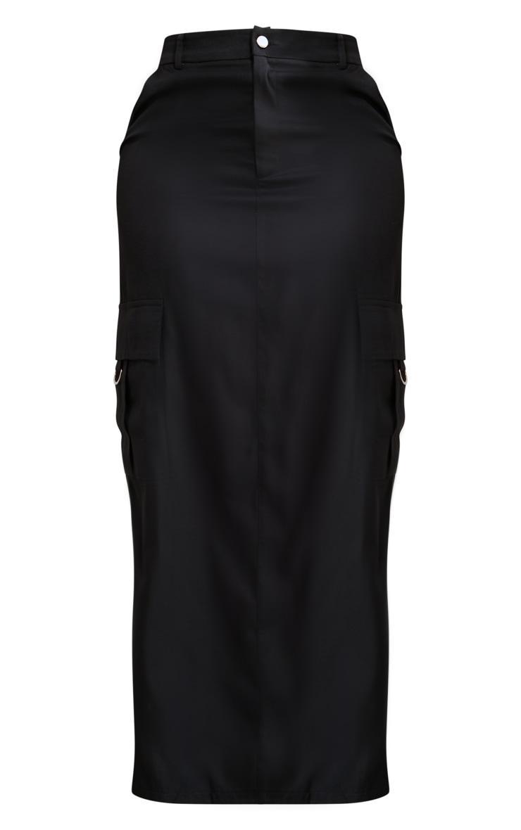 PRETTYLITTLETHING Shape Black Buckle Detail Cargo Maxi Skirt Product Image