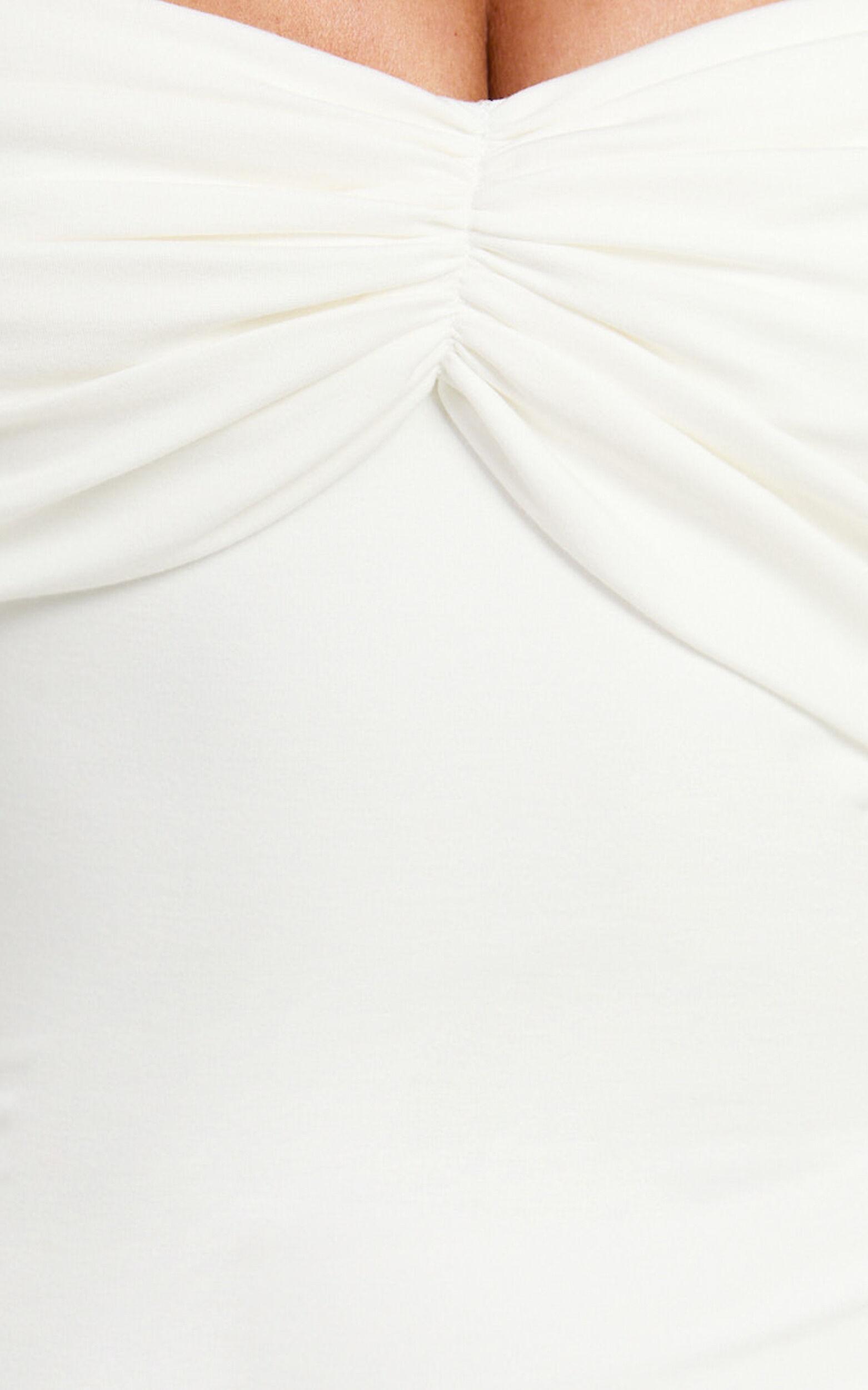 Rani Maxi Dress - Off Shoulder Long Sleeve Bodycon Dress in Off White Product Image