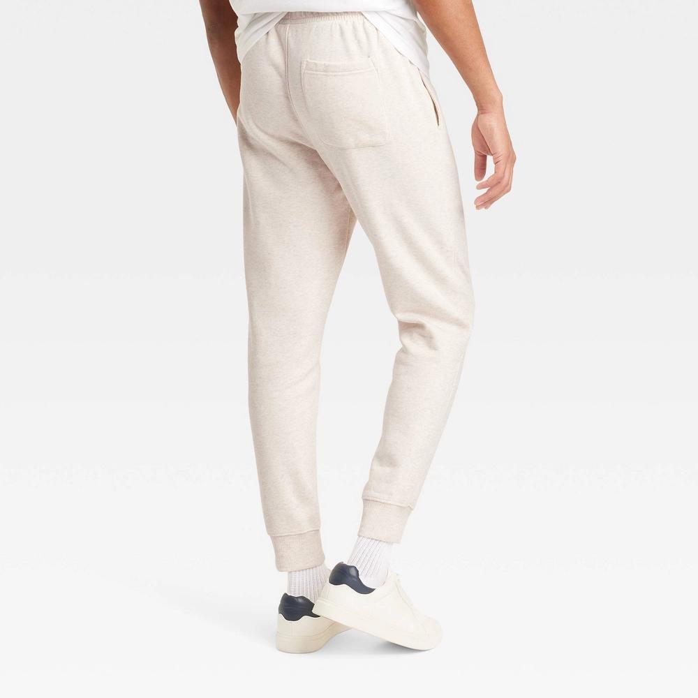 Men's Fleece Jogger Pants - Goodfellow & Co™ Oatmeal S: Midweight Cotton Blend, Adjustable Waistband, Tapered Leg, 29.5" Inseam Product Image