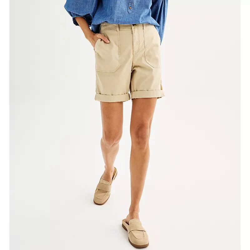 Petite Sonoma Goods For Life Utility Bermuda Shorts, Womens Silver Beam Product Image