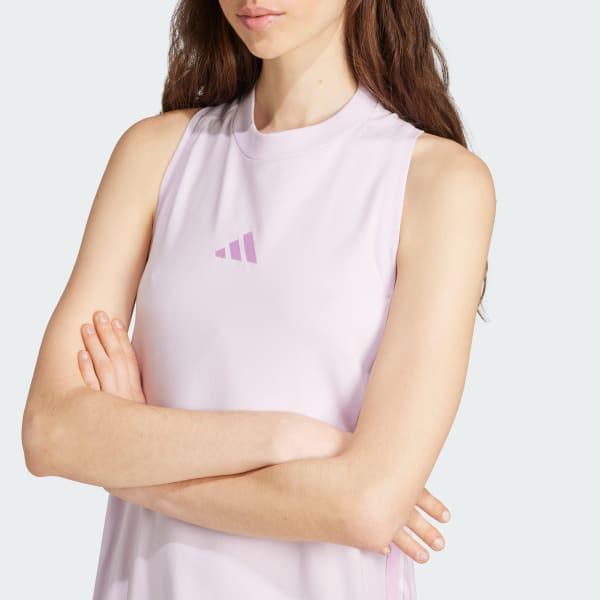 Women's adidas 3-Stripes Long Racerback Sportswear Dress, Size: XS, Clear Pink White Product Image