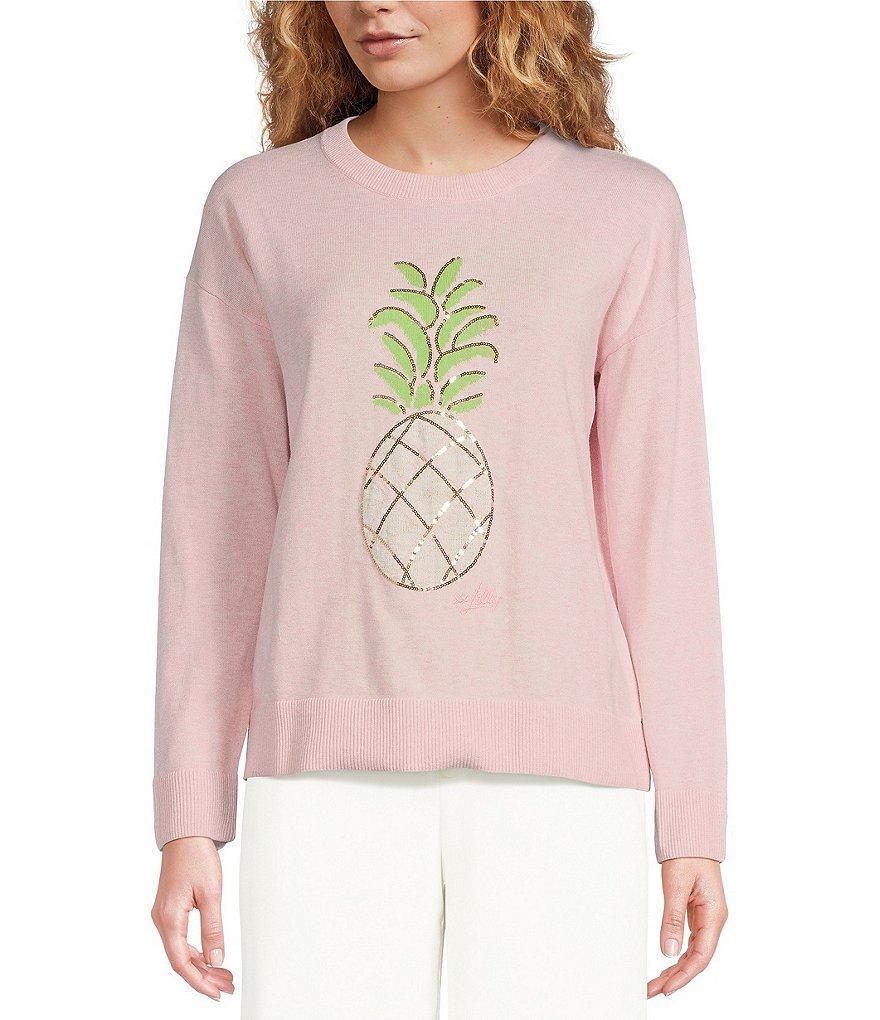 Lilly Pulitzer Tensley Pineapple Jacquard Crew Neck Long Sleeve Sweater Product Image