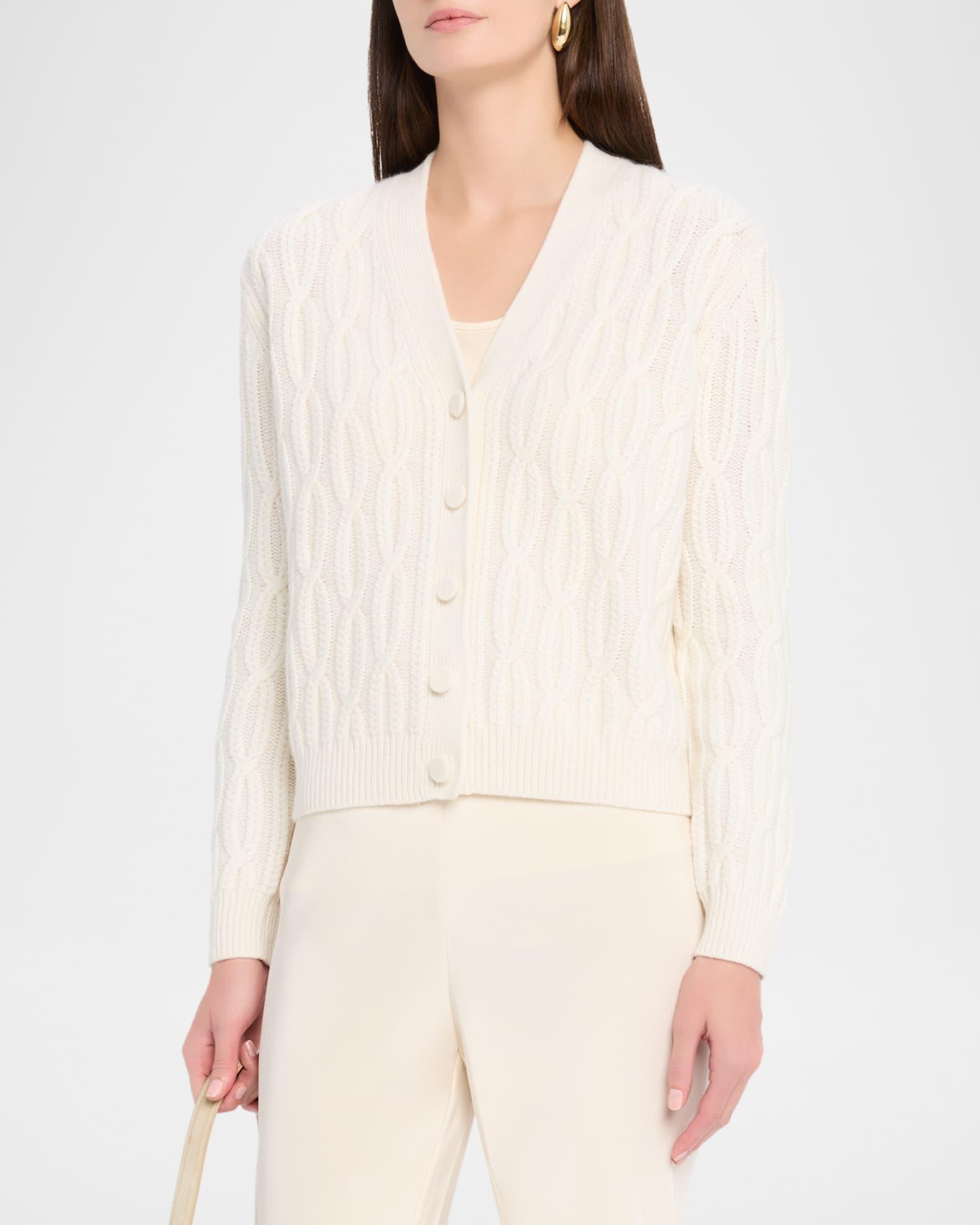 Cashmere Braided Cable-Knit Cardigan Product Image