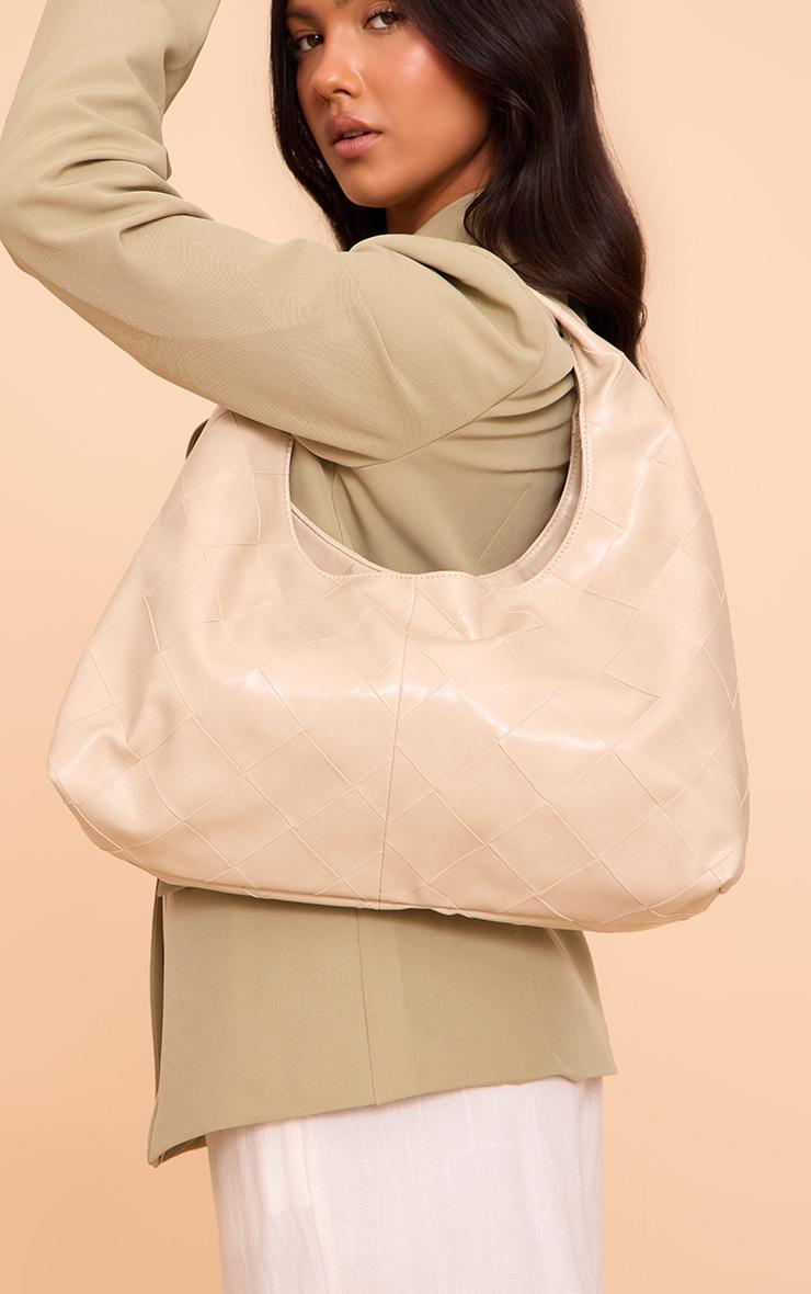 Cream Oversized Weave Large Tote Bag Product Image
