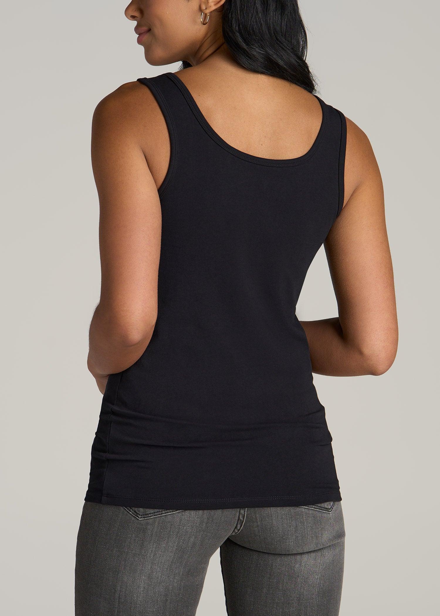 Slim Fit Jersey Tank Top for Tall Women in Black Product Image