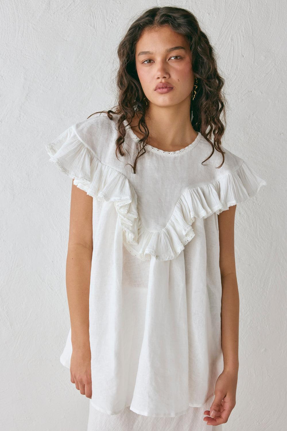 Viola Linen Tunic White Product Image