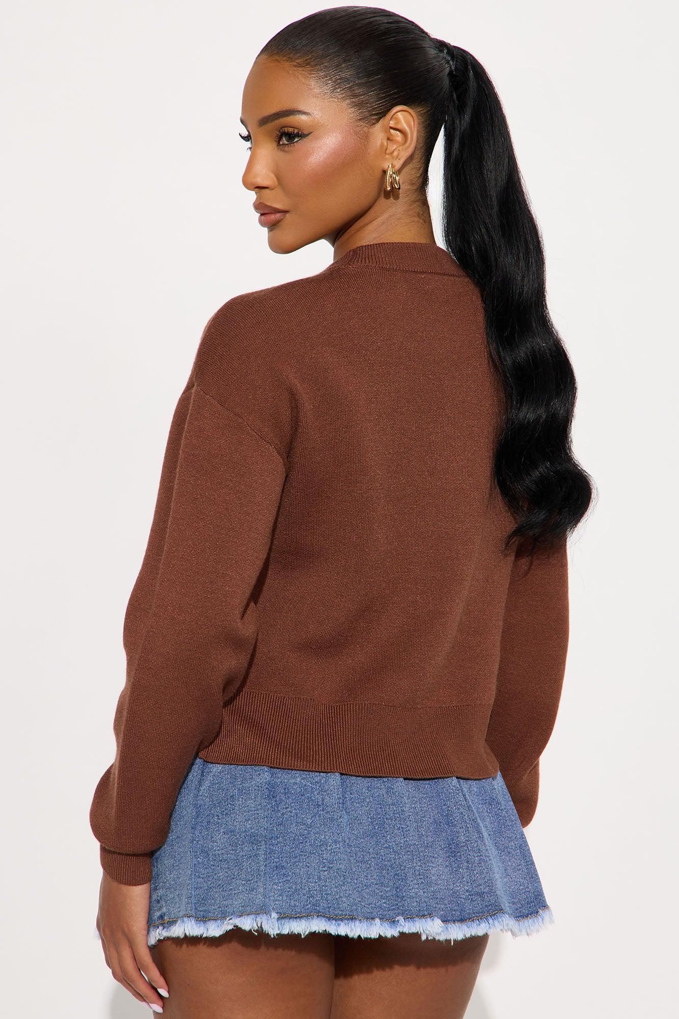 Over It Pullover Sweater - Brown Combo Female Product Image