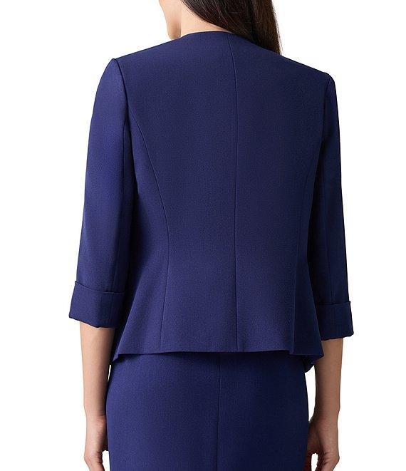 Kasper Petite Size Stretch Crepe Collarless Long Cuffed Sleeve Cardigan Product Image