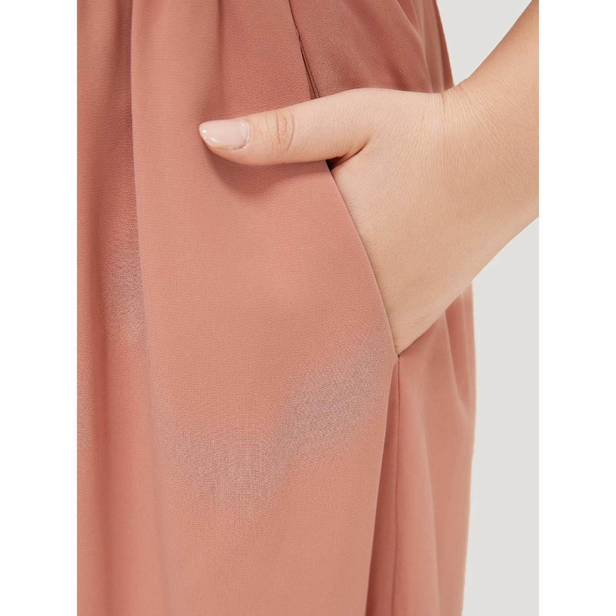 Plus Size Sequin Patchwork Belted Flutter Hem Midi Dress Crepe Women Party Lined V-neck Short sleeve Curvy Midi Dress BloomChic 10/M Product Image