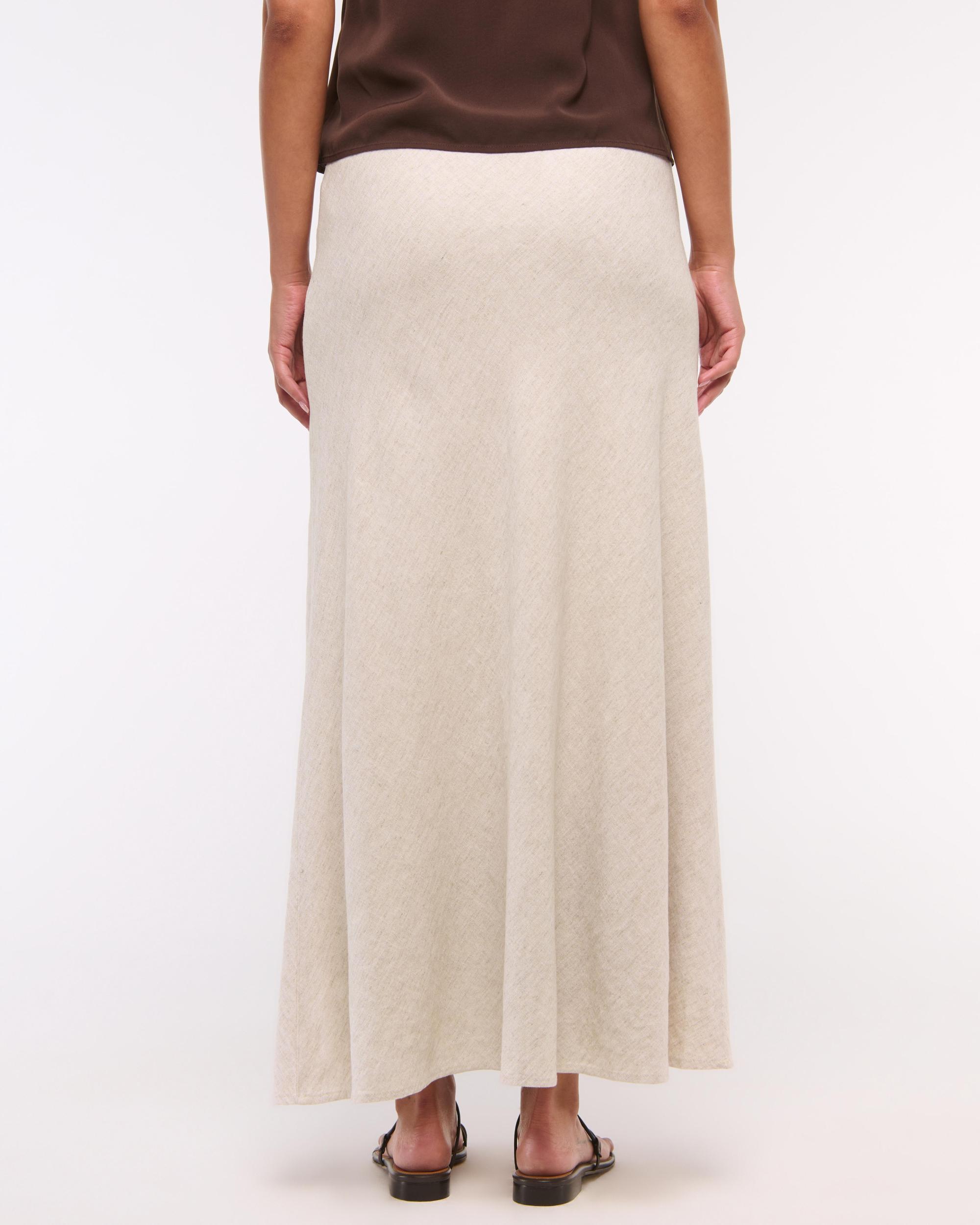Mid Rise Linen-Blend Maxi Skirt Product Image