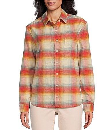 Pendleton Boyfriend Flannel Shirt Redwood Plaid) Women's Clothing Product Image