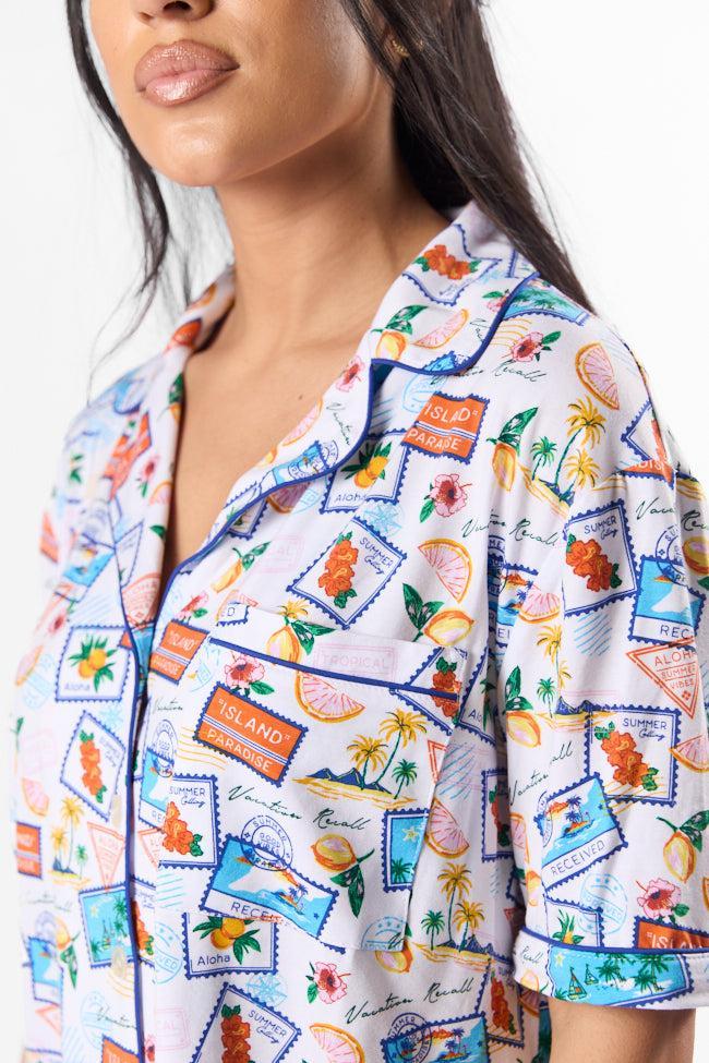 Under the Stars Postcards Short Sleeve Pajama Top DOORBUSTER Product Image
