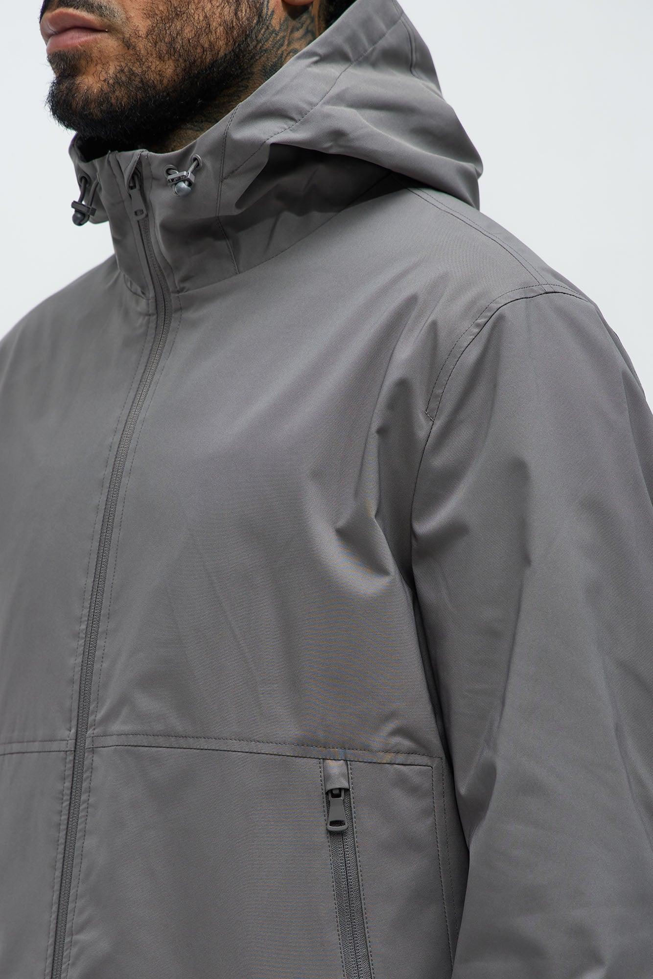 Never Worried Hooded Tech Jacket - Grey Product Image