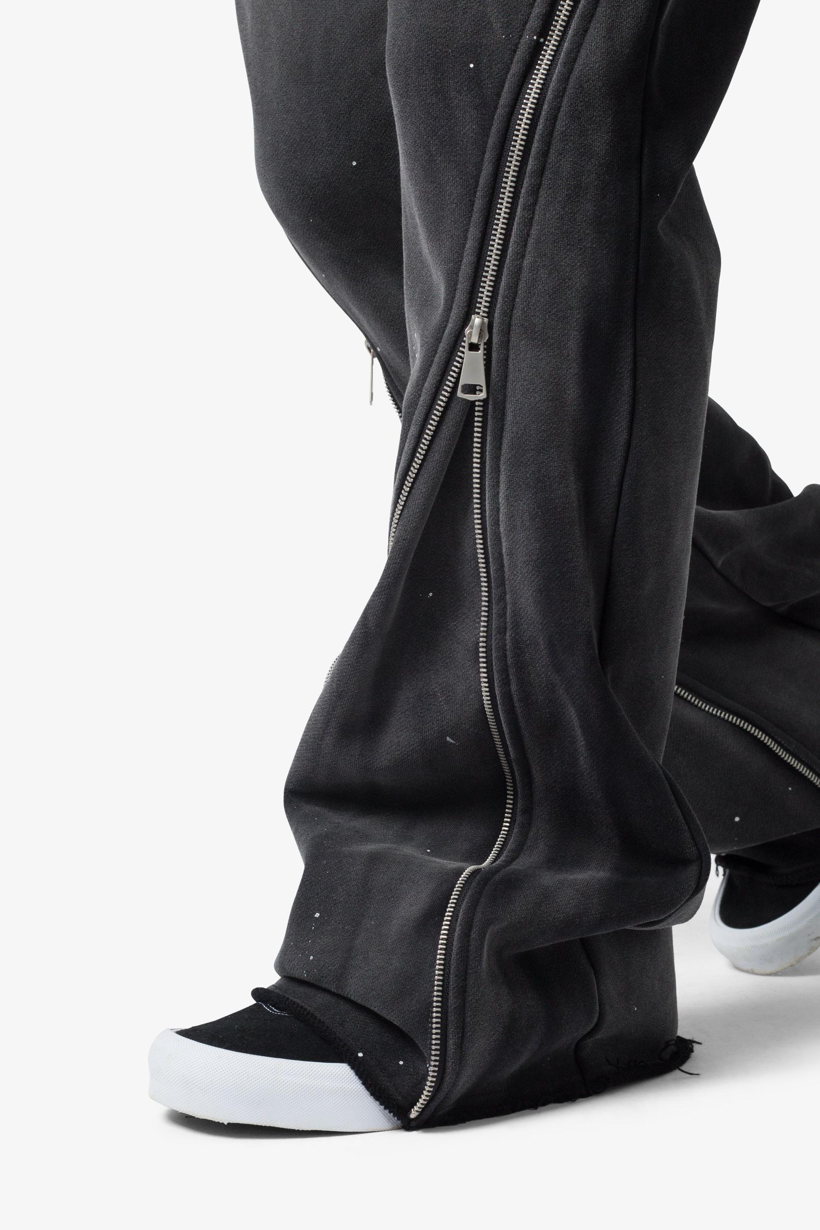 Zipper Flare Sweatpants - Vintage Black Product Image