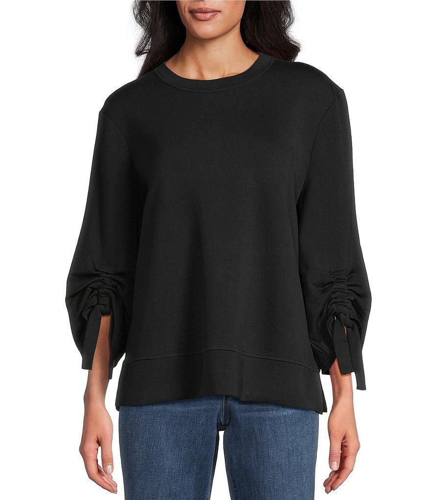 Westbound Ruched Sleeve Crew Neck Top Product Image