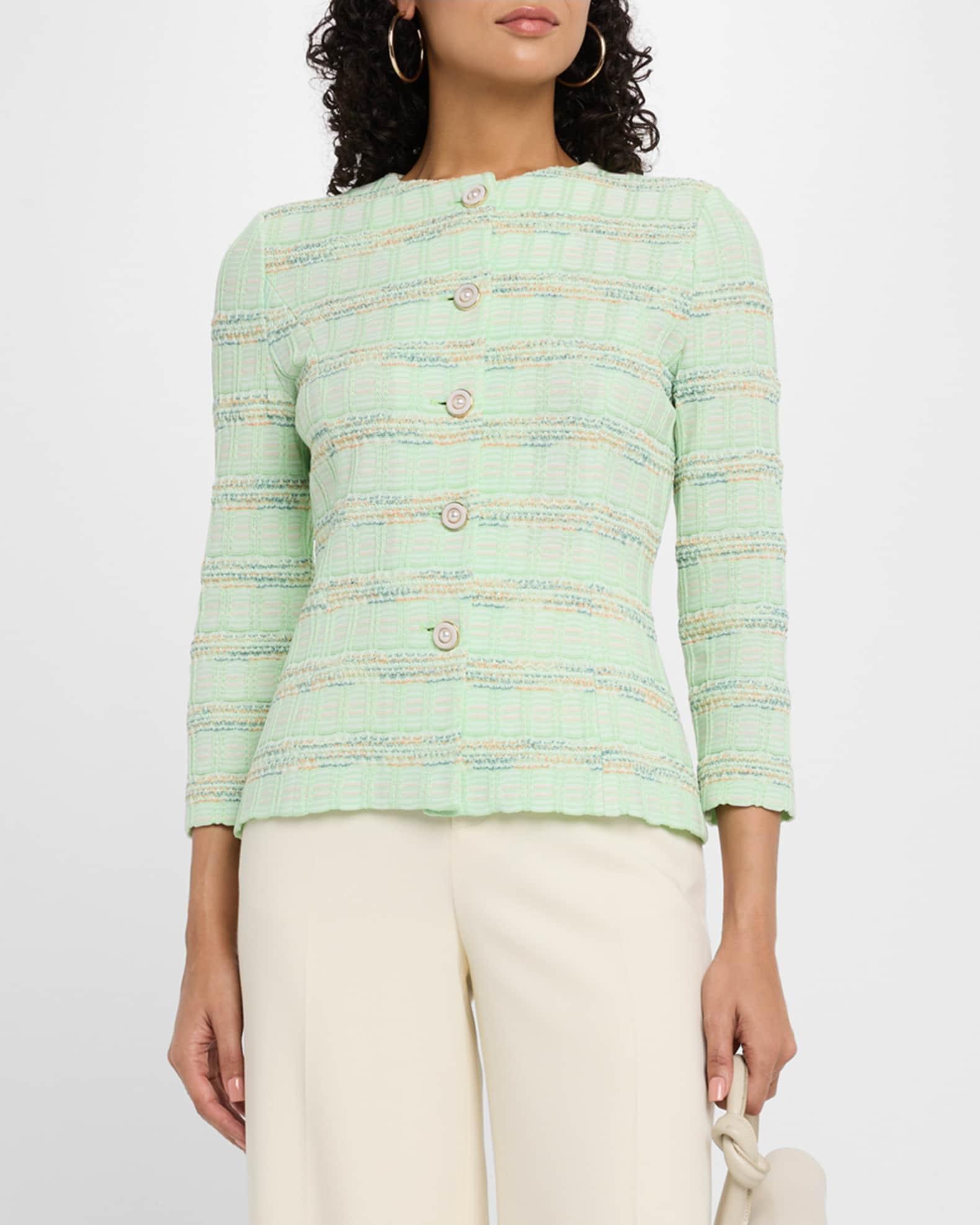 Tailored-Fit Plaid Textured Knit Jacket Product Image